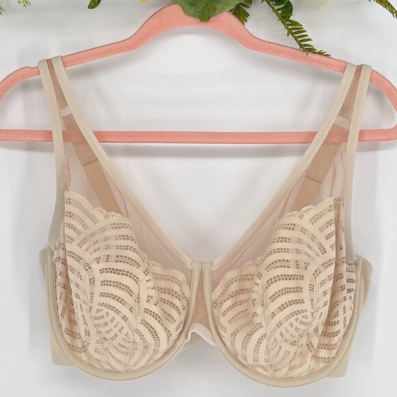 Third Love Deco Lace Unlined Scoop Bra 36G Underwire Adjustable‎ Straps Sheer - Picture 2 of 6
